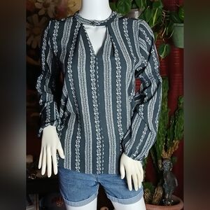 Simply Styled by Sears Striped Black and White Women's Top